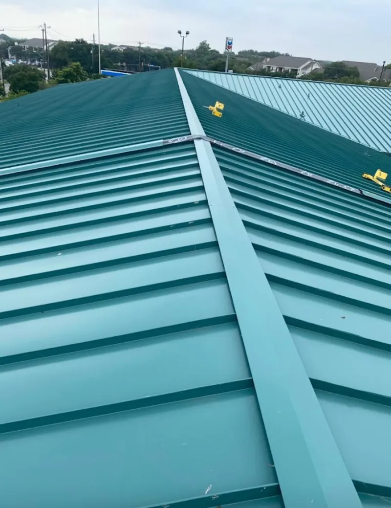 Green commercial metal roof ridge and valley for Metal Roof Repair in Jupiter
